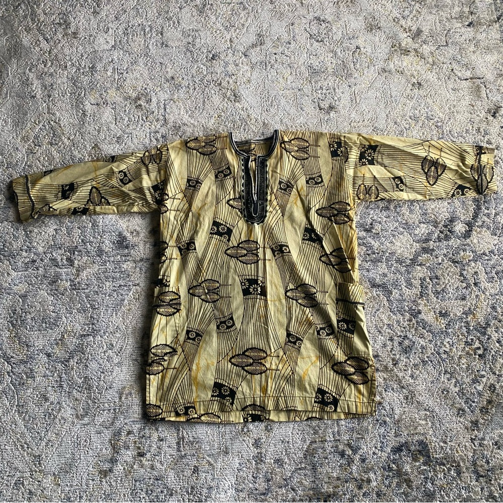 Creamy Yellow Tunic Wheat Print Top
